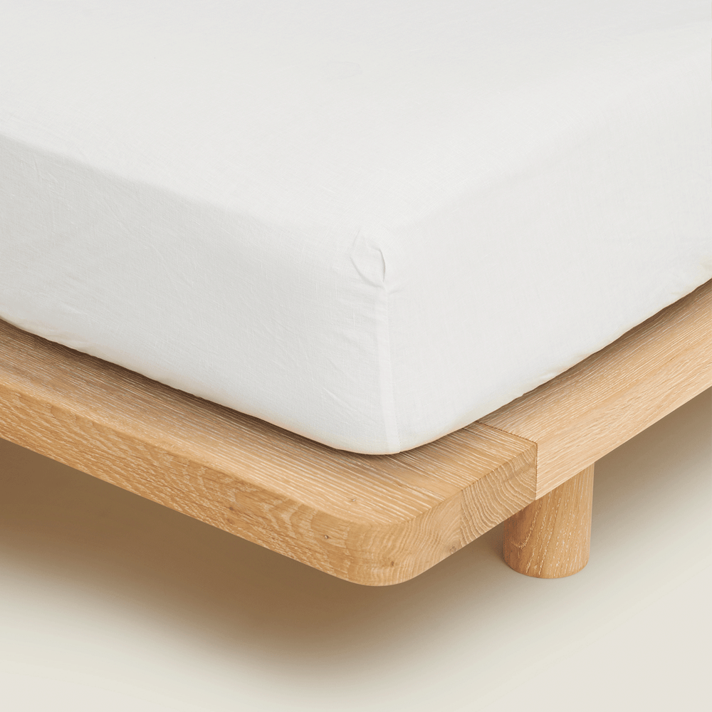 White Flax Linen Fitted Sheet