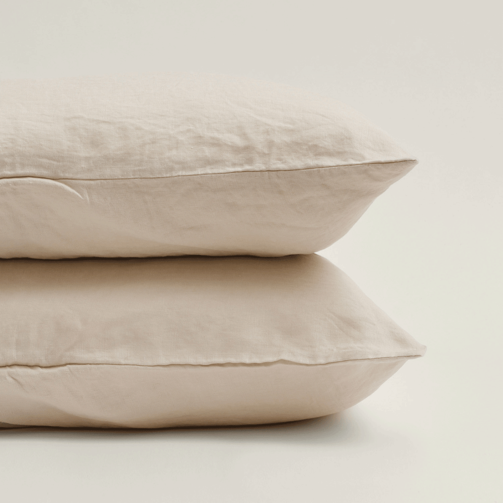 Cream Flax Linen Pillowcase