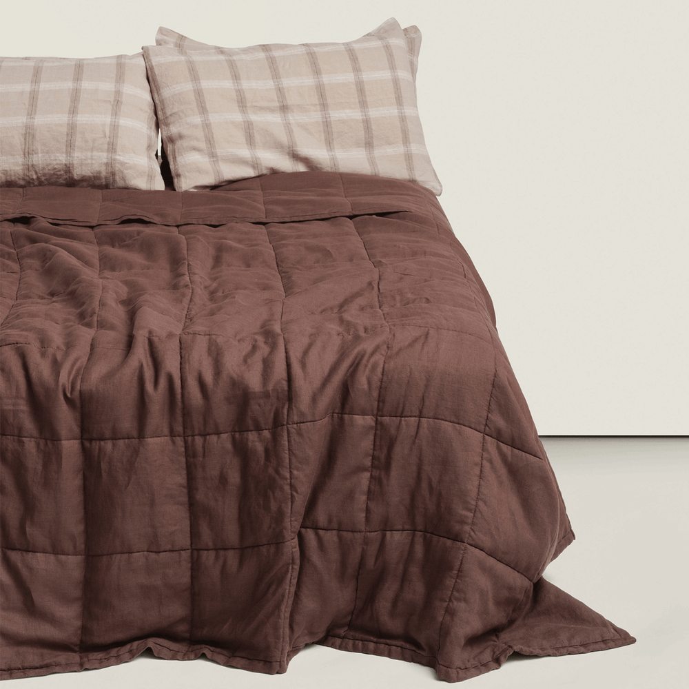 Chocolate Flax Linen Quilt Cover