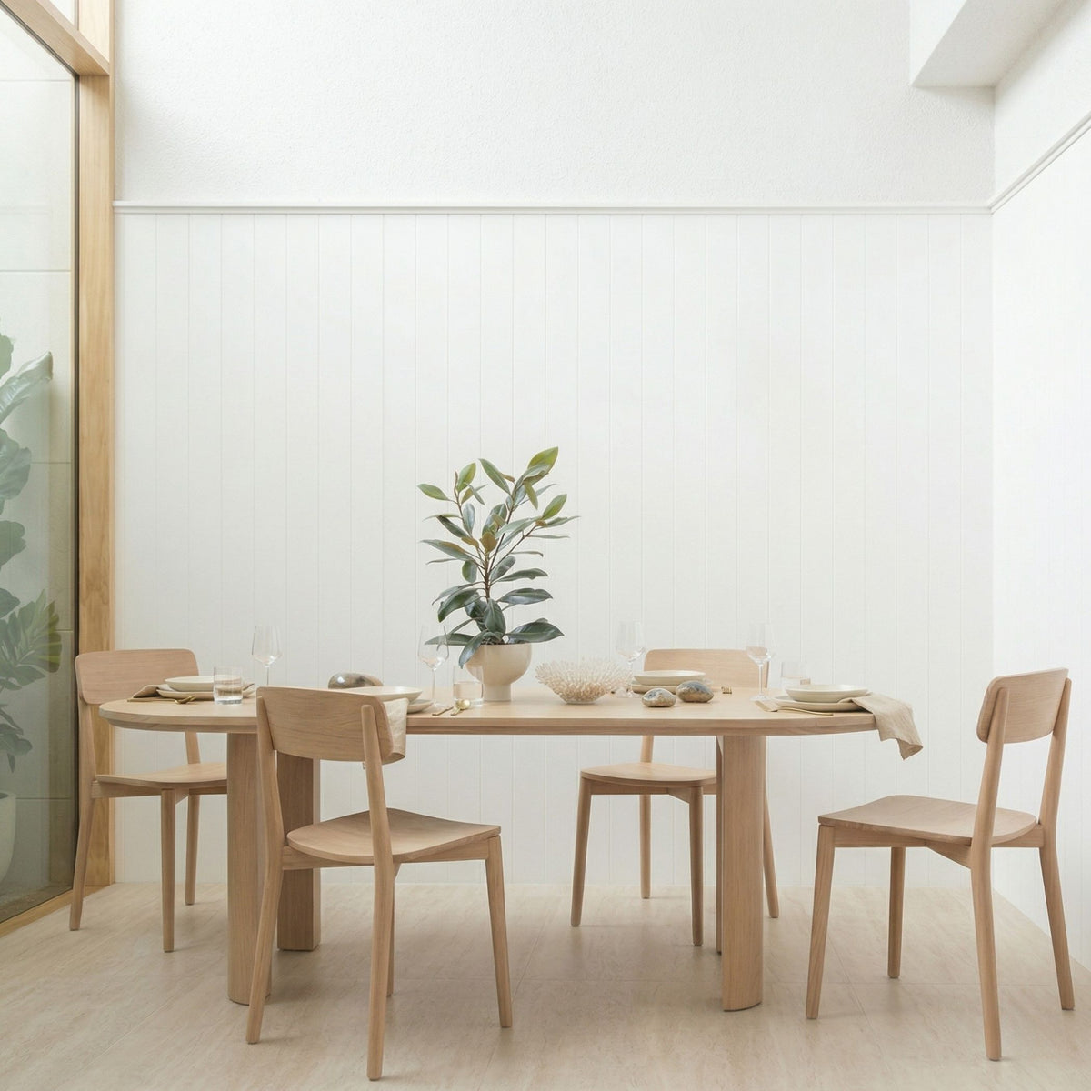 Coral Oval Dining Set (6 Seater - Leather) - 2400mm