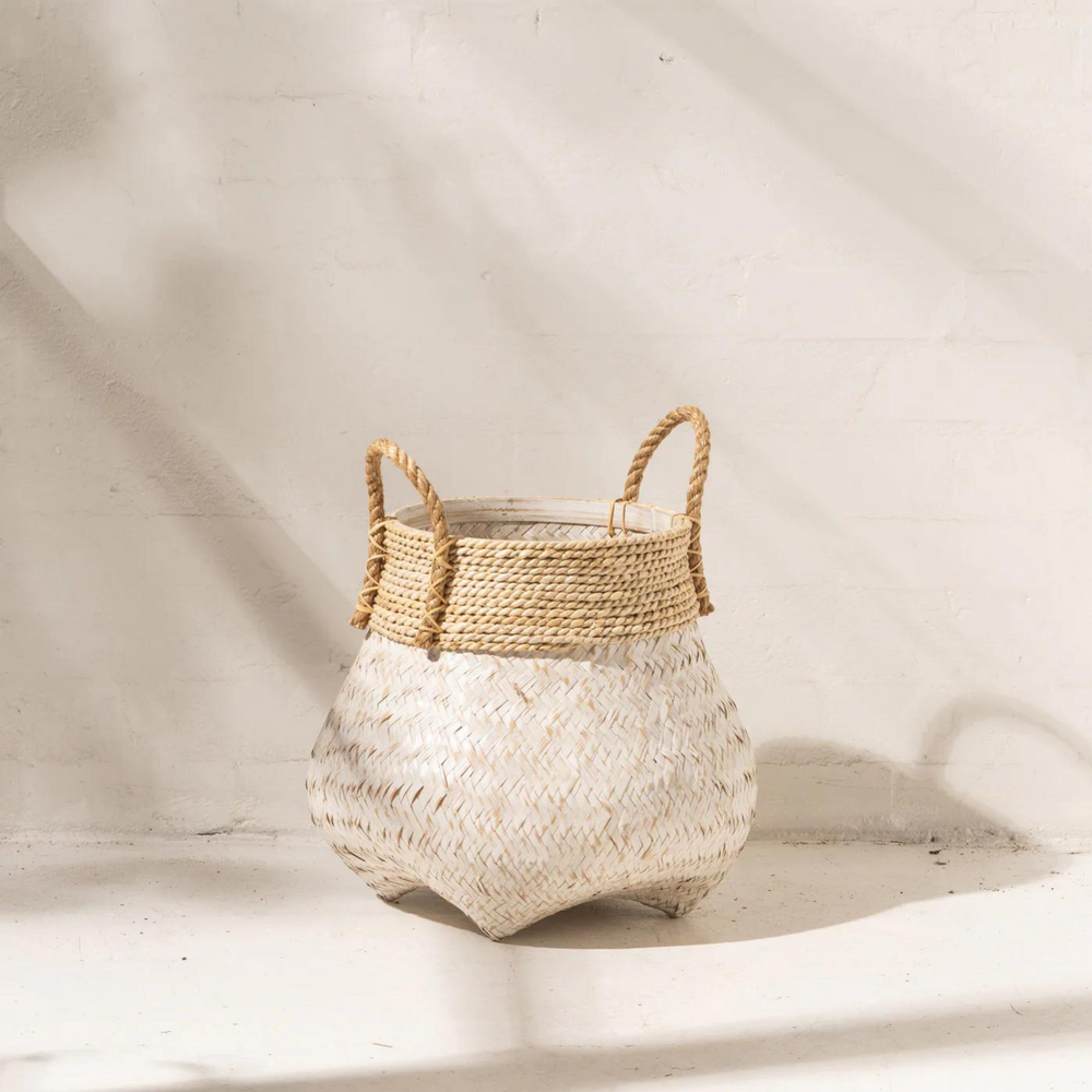INARTISAN Bamboo Basket with Seagrass Trim
