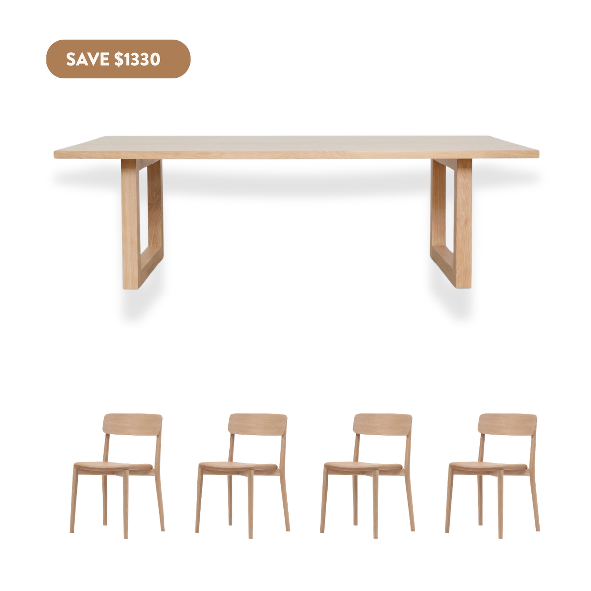 Luxa Rectangle Dining Set  (4 Seater - Leather) - 1800mm