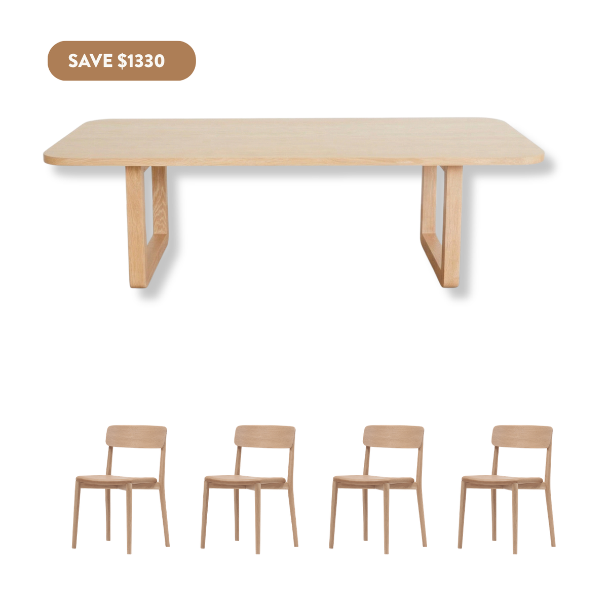 Nova Rectangle Dining Set (4 Seater -  Leather) - 1800mm