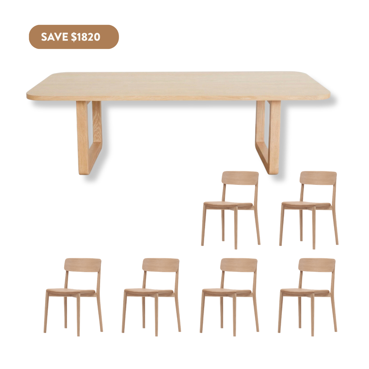Nova Rectangle Dining Set (6 Seater - Leather) -  2400mm