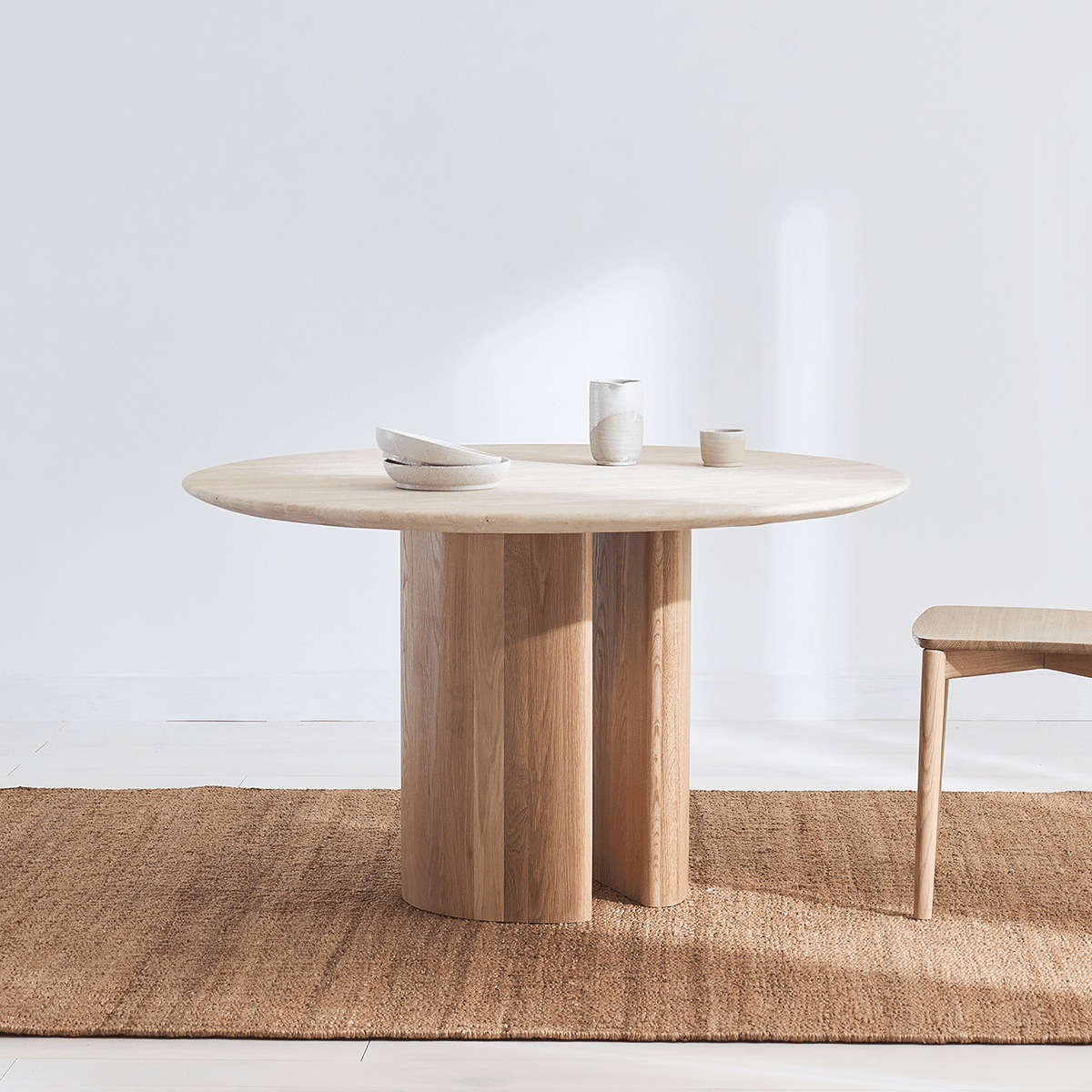 OSTARA Round Travertine Dining Table