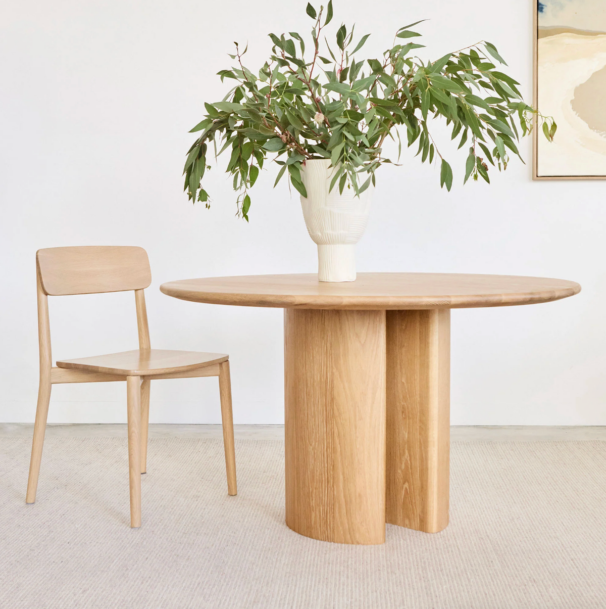 Ostara Oak Dining Set (4 Seater - Leather) - 1250mm