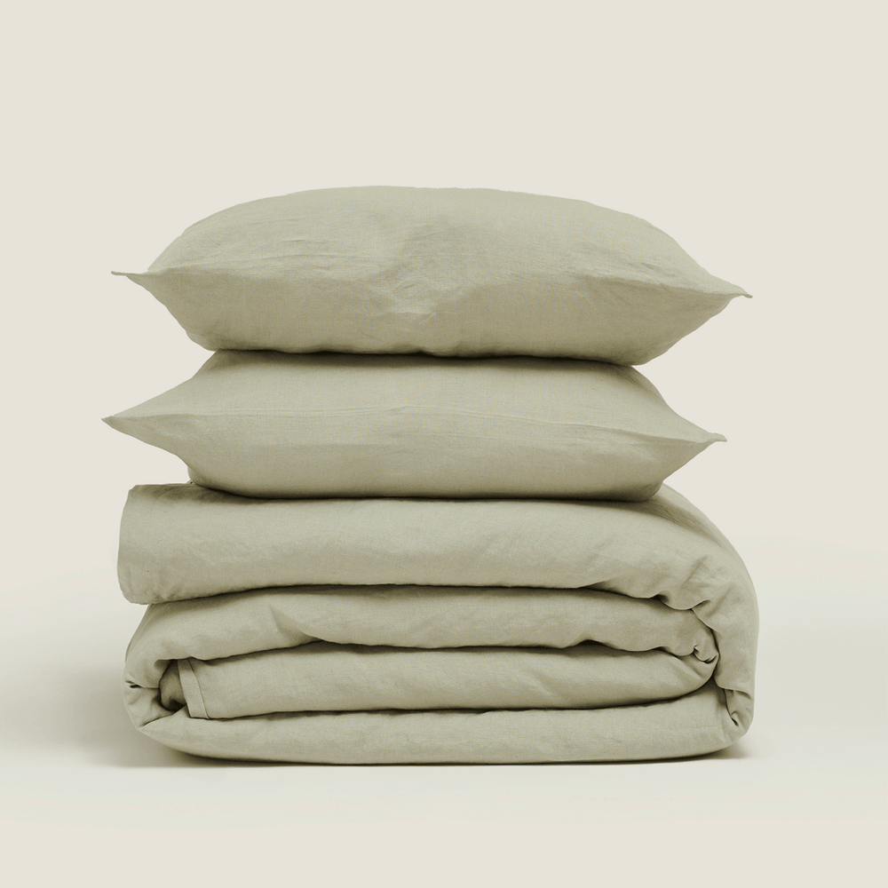 Sage Flax Linen Duvet Cover