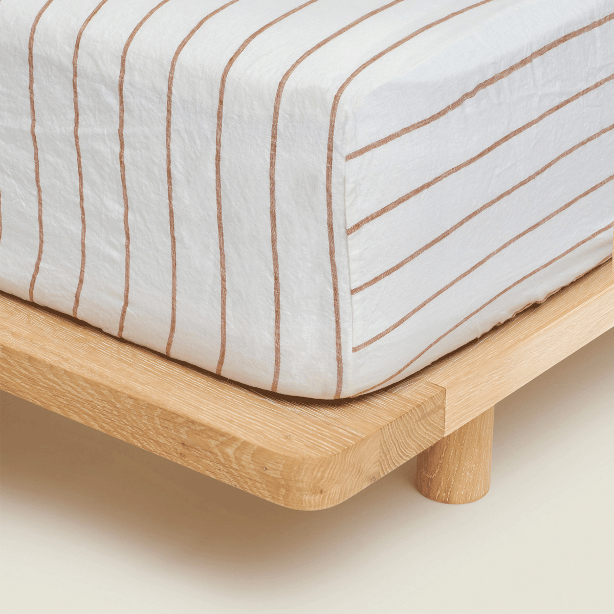 Tobacco Stripes Flax Linen Fitted Sheet