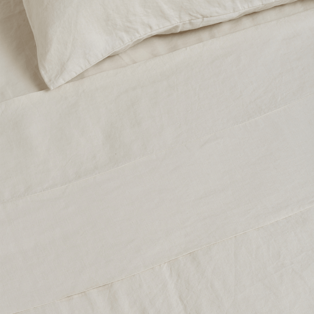 Cream Flax Linen Flat Sheet