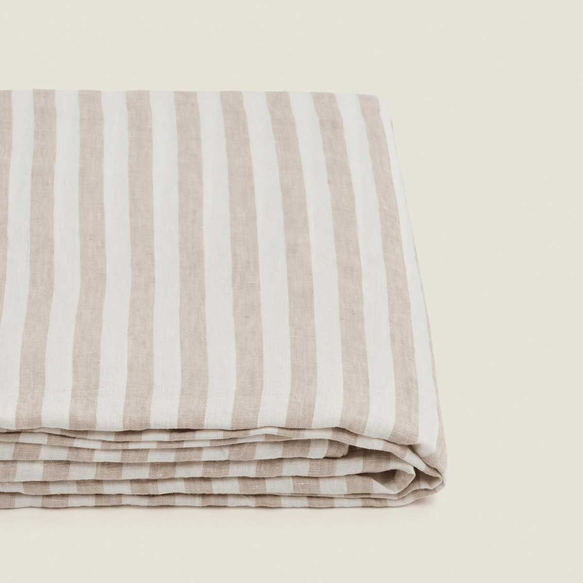 Natural Wide Stripe Flax Linen Flat Sheet