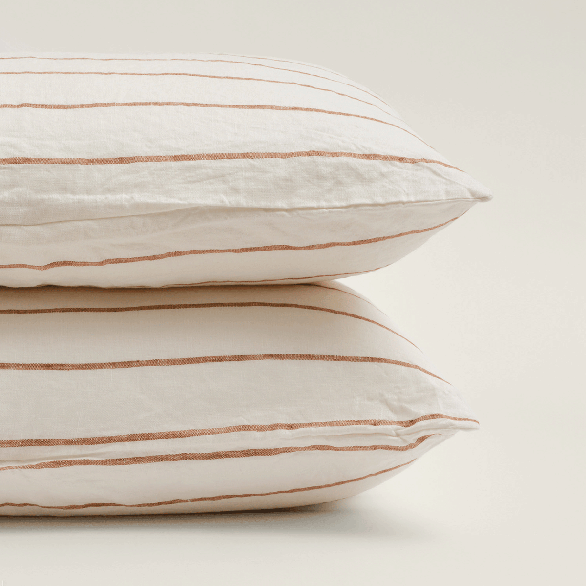 Tobacco Stripe Flax Linen Pillowcase