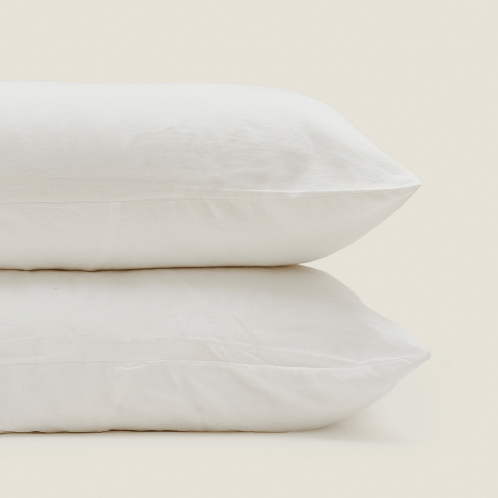 White Flax Linen Pillowcase