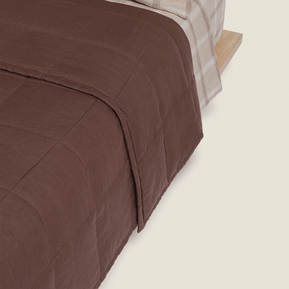 Chocolate Flax Linen Quilt Cover