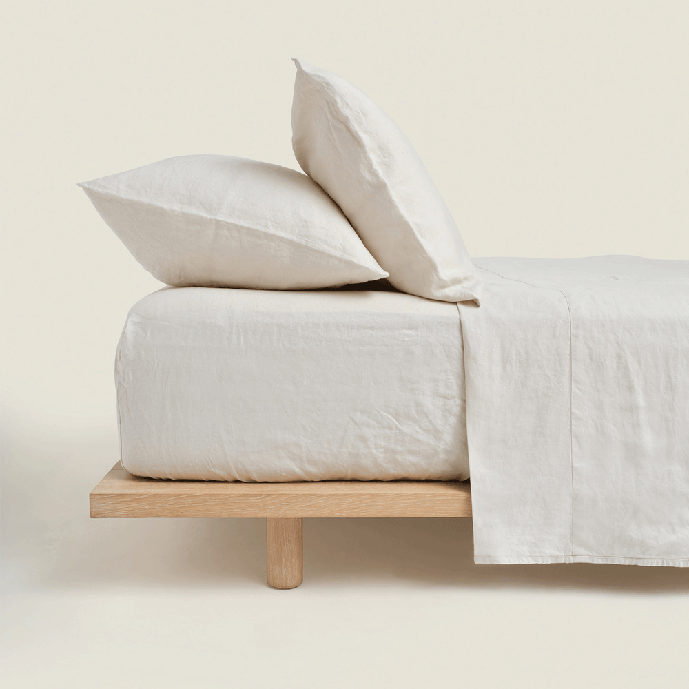 Cream Flax Linen Fitted Sheet