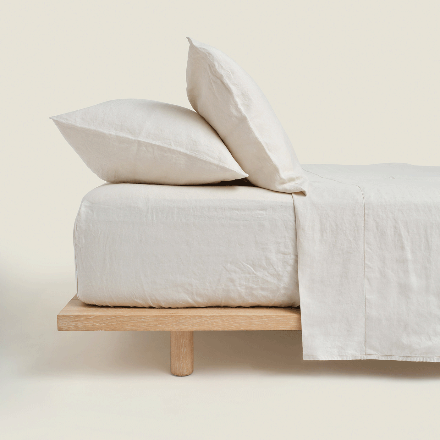 Cream Flax Linen Fitted Sheet