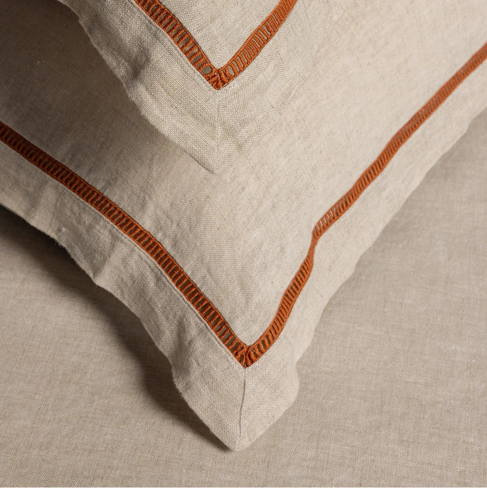 BESPOKE PILLOWCASE SET | NATURAL/RUST
