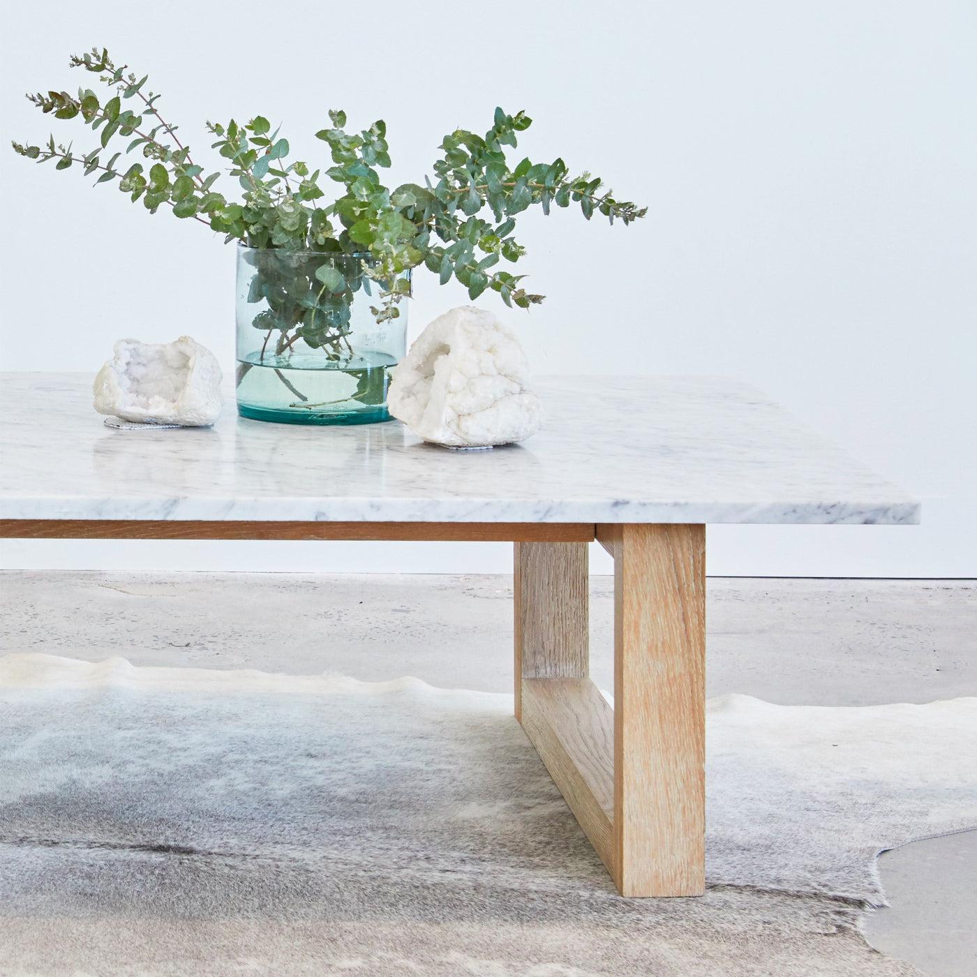 Kara Rectangular Marble Coffee Table-Coffee Table-Totem Road