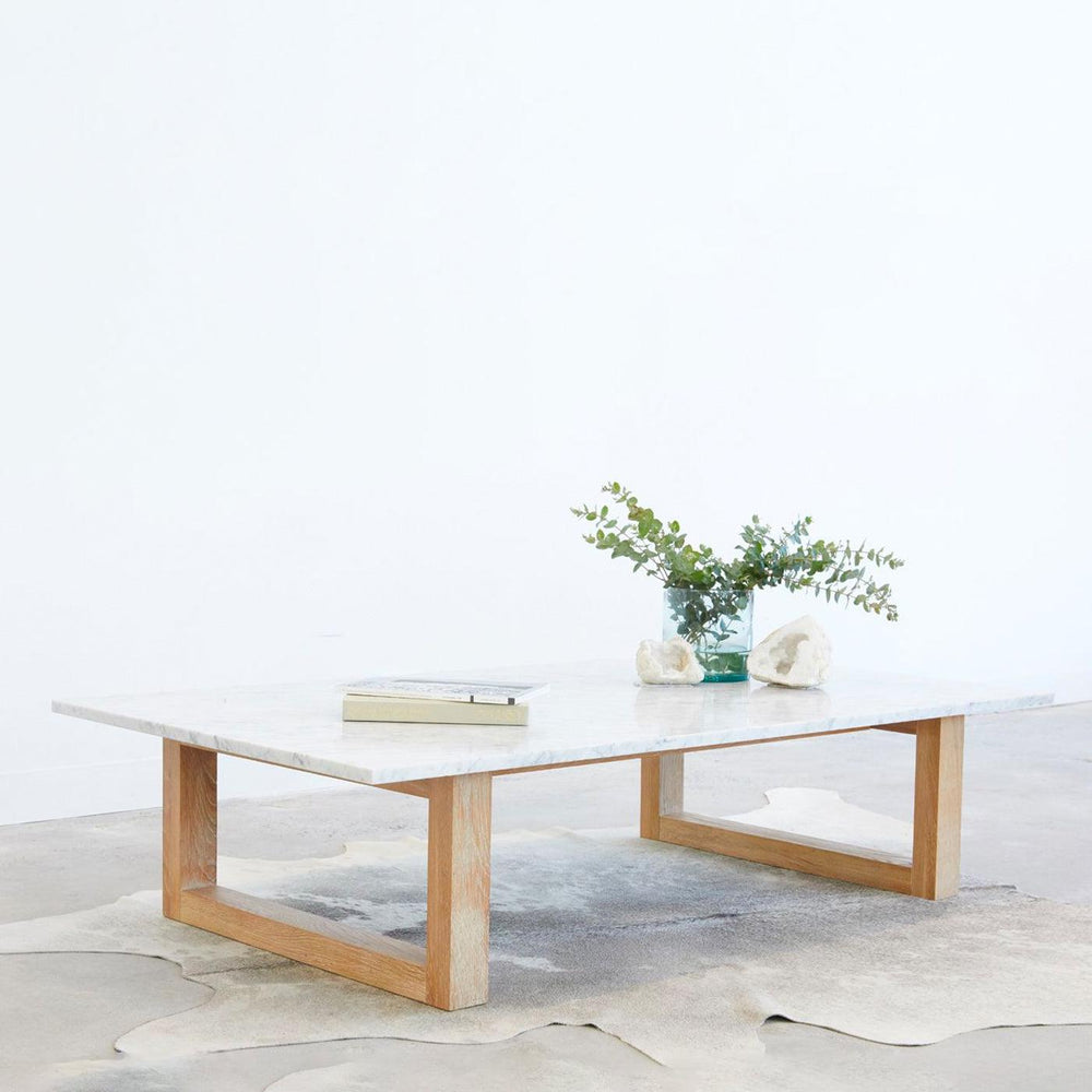 Kara Rectangular Marble Coffee Table-Coffee Table-Totem Road