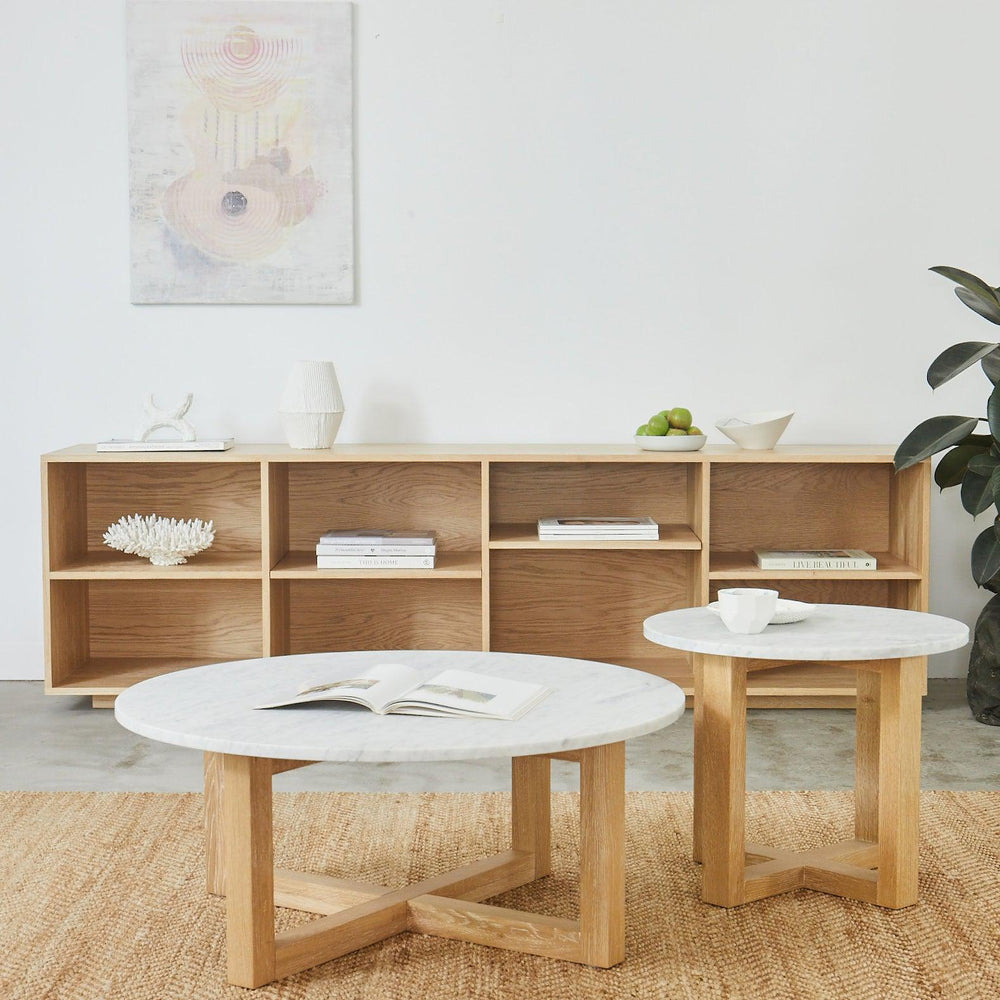 Kara Round Marble Side Table-Side Table-Totem Road