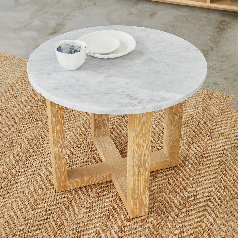 Kara Round Marble Side Table-Side Table-Totem Road